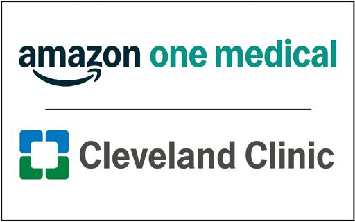 Logos of Amazon One Medical and Cleveland Clinic