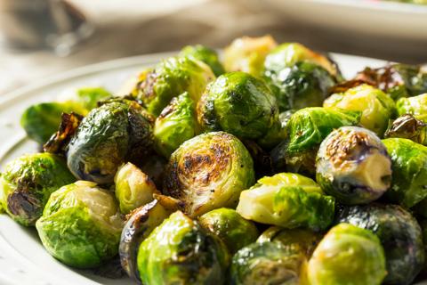 Plate of roasted Brussels sprouts