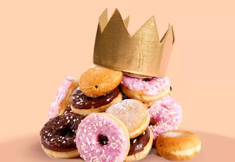 Pile of donuts wearing crown