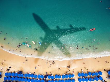 View of a beach from a plane