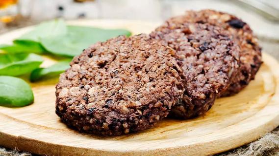 four black bean burger patties