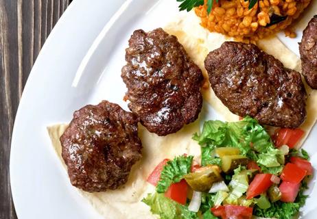 lamb meatballs and salad