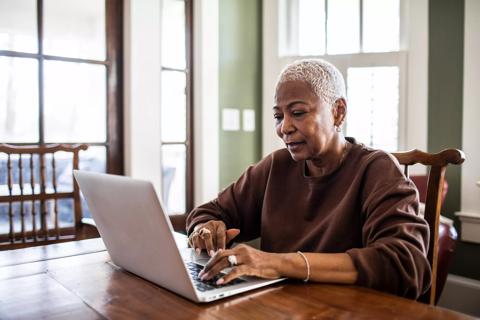 older woman using computer