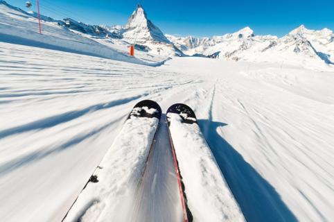 Image of skiis going downhill