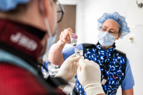 Nurses with contrast dye