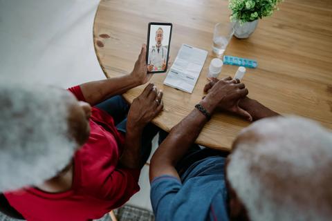Couple doing telehealth visit