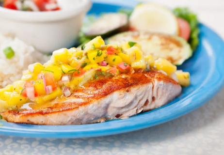 Salmon with mango salsa