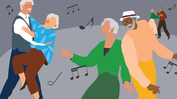 Older people dancing together