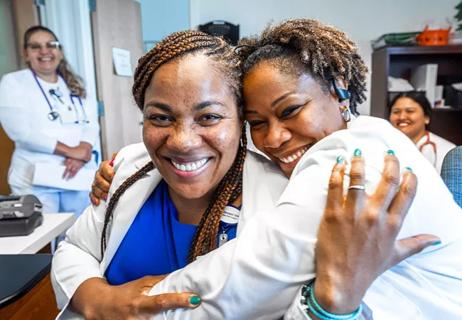 Nurses hugging