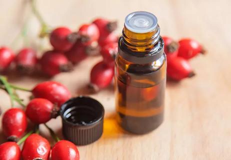 a bottle of rosehip oil