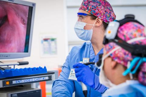Nurse performing endoscopy