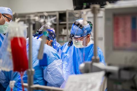 heart surgery in the operating room