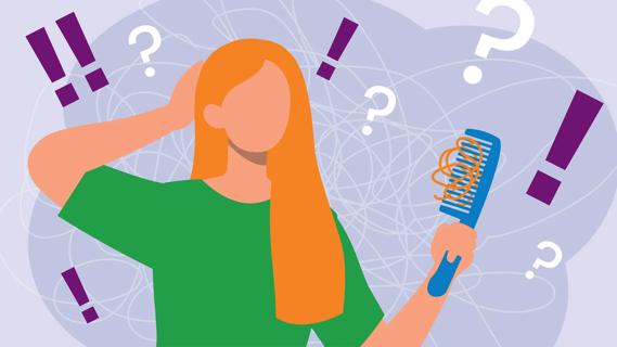 Person with comb in hand with hair strands in it, wondering about hair loss