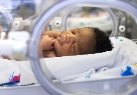 premature baby in incubator