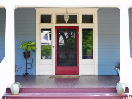 Front porch and front door of house