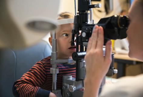 Child getting an eye exam