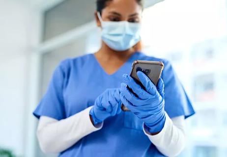 Caregiver on phone