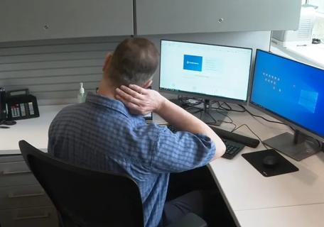 Man cracking neck