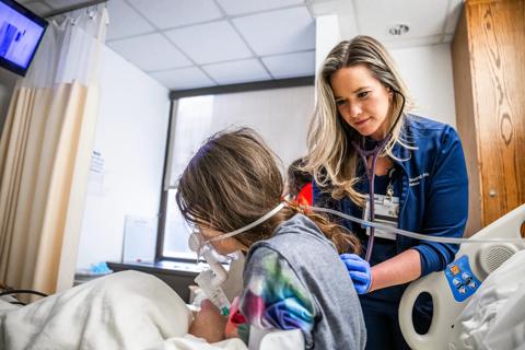 Patient with breathing treatment
