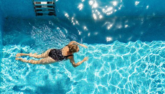 Woman swimming in a pool
