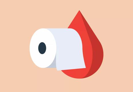 Illustration of toilet paper and blood drop