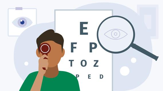 Person reading eye chart during eye exam