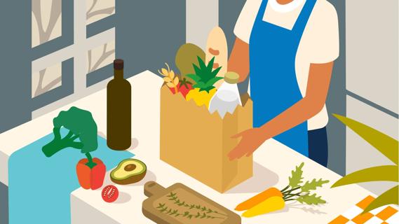 Person unpacking bag of groceries