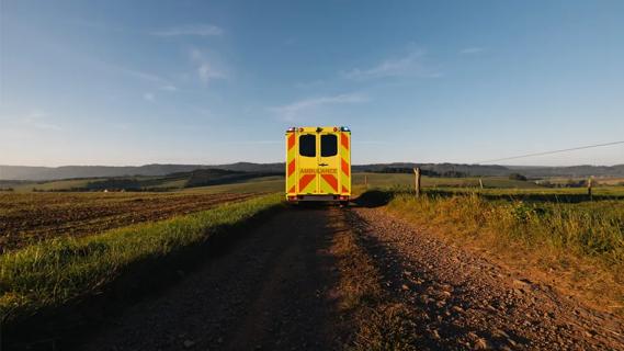 ambulance on rural road