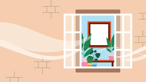 An open window into a home, with a breeze blowing through