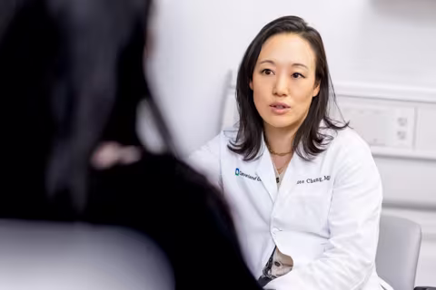 Dr. Chung speaking with patient