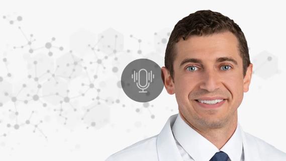 Dr. Osama Kashlan against a decorative background with podcast icon overlay