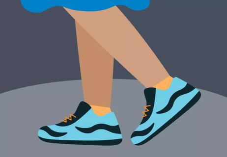 Drawing of legs wearing running shoes