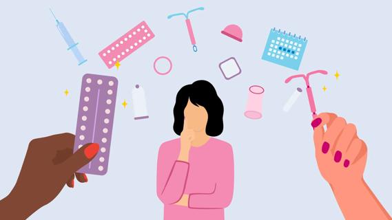 Woman trying to decide on birth control options, like the pill or IUD