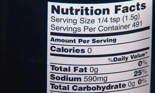 Sodium listed on back of label