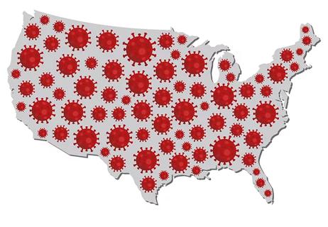 Illustrations concept COVID-19 pandemic in United States of America
