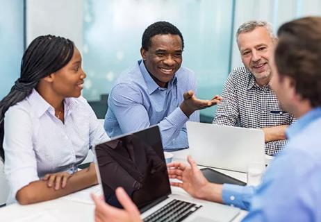 Discussion on a business meeting.