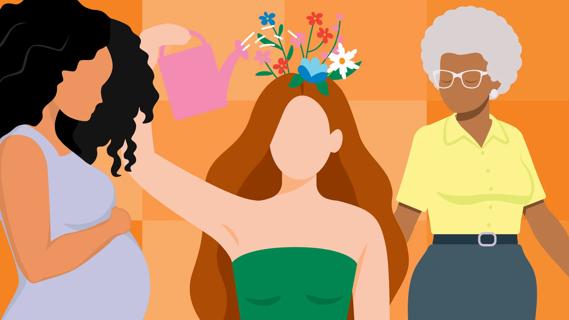 Three women in different stages of womanhood