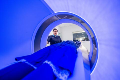 Patient getting a CT scan