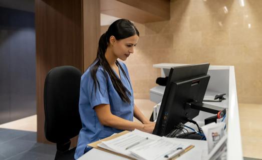 Nurse on computer