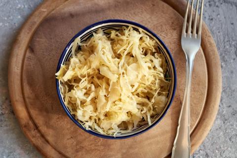 Bowl of sauerkraut with fork