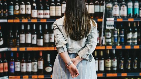 Woman at liquor store