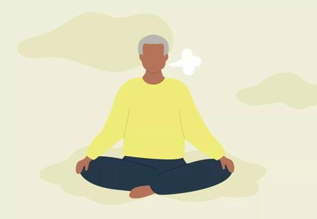 person practicing breathwork in meditative pose