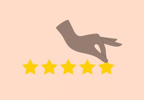 a floating hand giving 5 stars