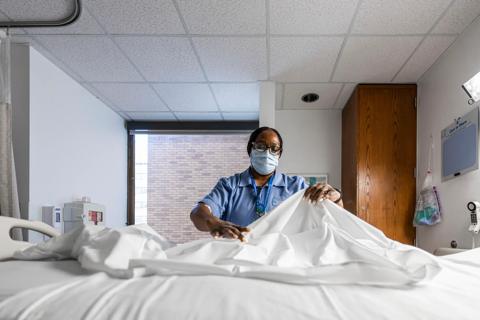 Volunteers helping nursing units