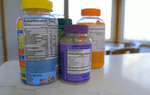 Various bottles of vitamins.