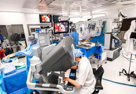 operating room during robotic heart surgery