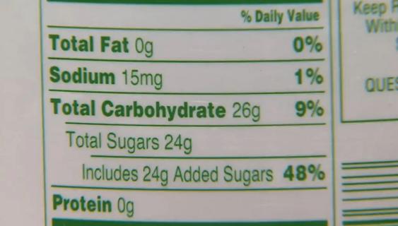 Nutrition facts label