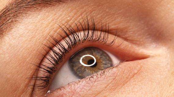 An eye with long eyelashes
