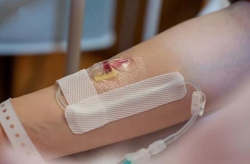 Canula in patient's arm