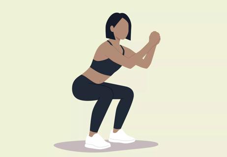 person doing a wall squat